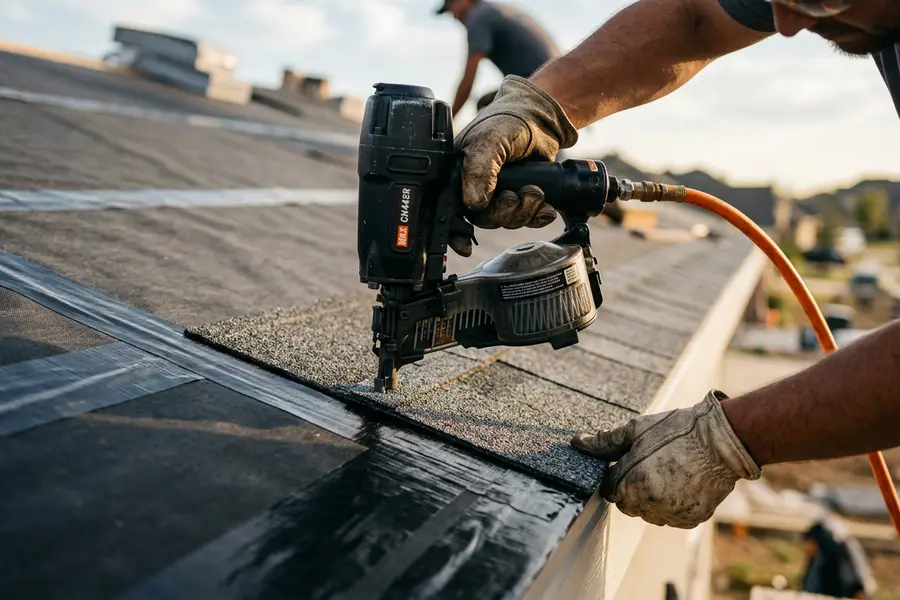 Beardman Building Services roofer sealing a fortified roof deck in Port Charlotte